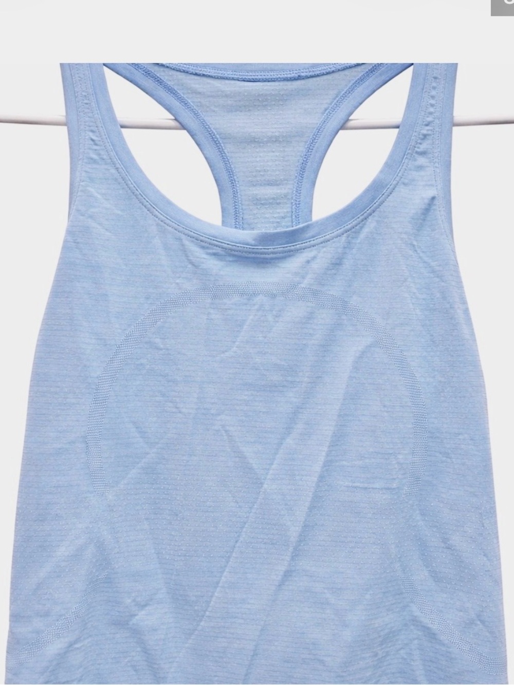 Light Blue Women's Ribbed Tank Top - Picture 2 of 3